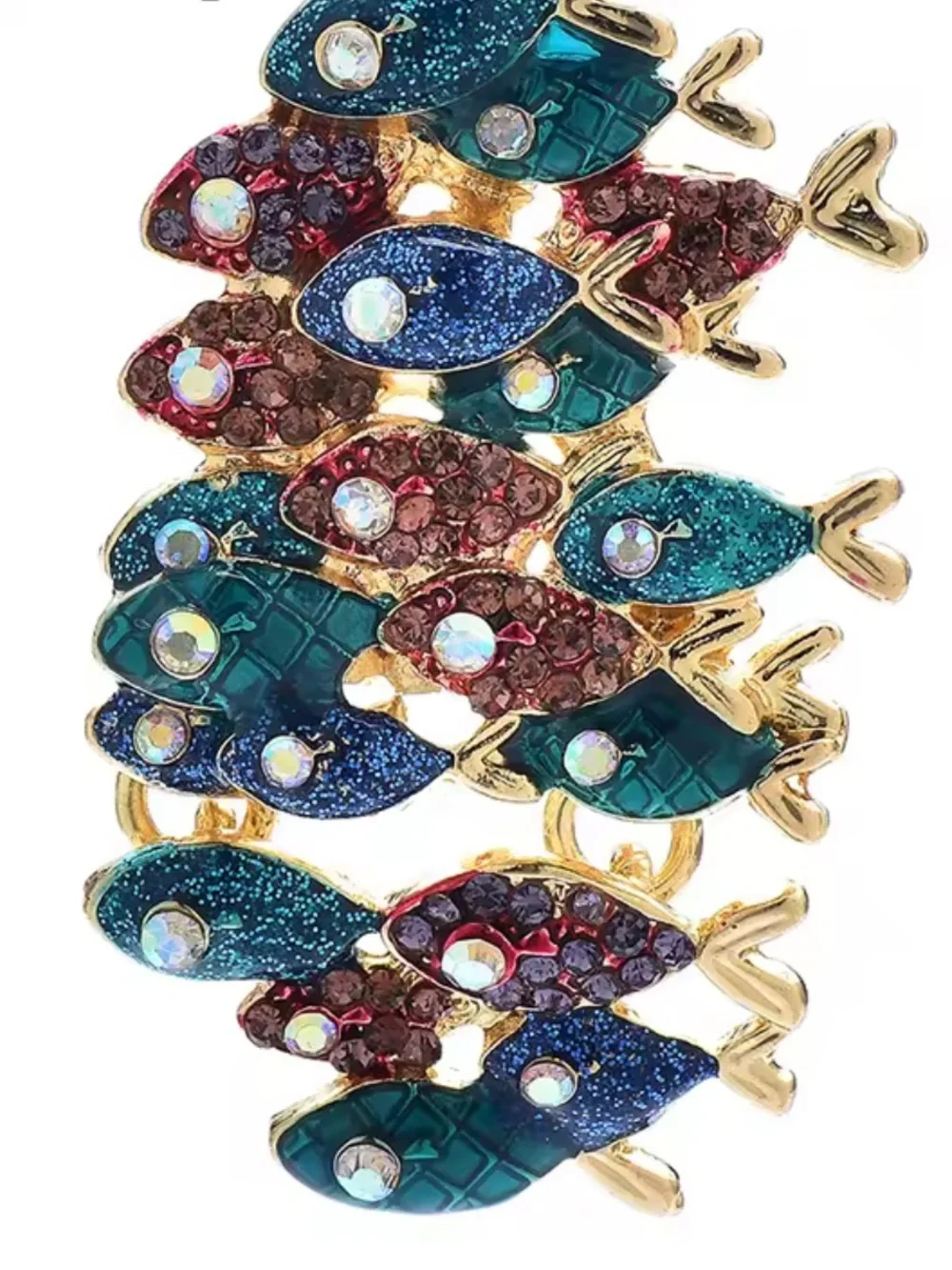 Colorful Crystal Fish Stretch Brooch